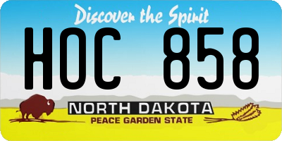 ND license plate HOC858