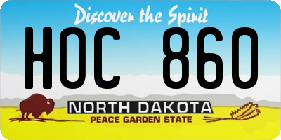 ND license plate HOC860