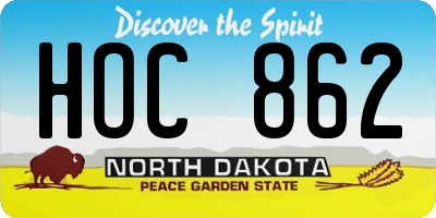 ND license plate HOC862