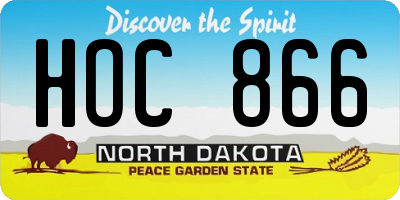 ND license plate HOC866