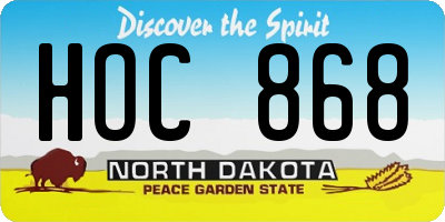 ND license plate HOC868