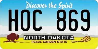 ND license plate HOC869