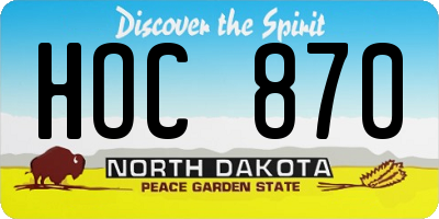 ND license plate HOC870