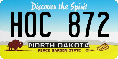 ND license plate HOC872