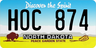ND license plate HOC874