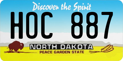 ND license plate HOC887