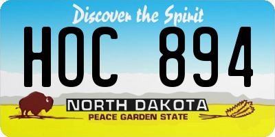 ND license plate HOC894