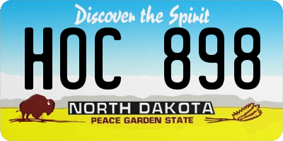 ND license plate HOC898