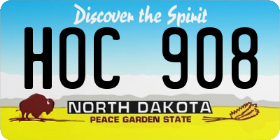 ND license plate HOC908