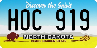ND license plate HOC919