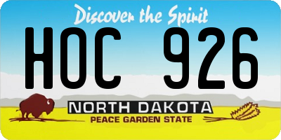 ND license plate HOC926