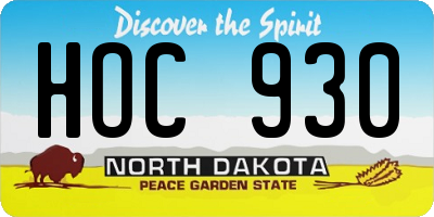 ND license plate HOC930