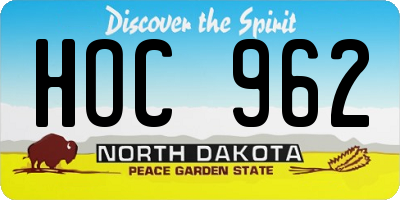 ND license plate HOC962