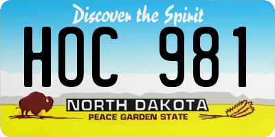 ND license plate HOC981