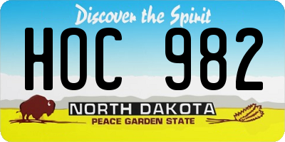 ND license plate HOC982