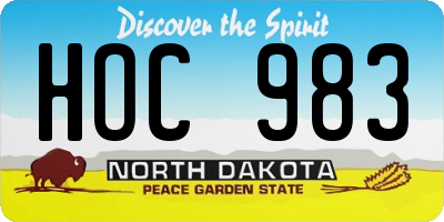ND license plate HOC983