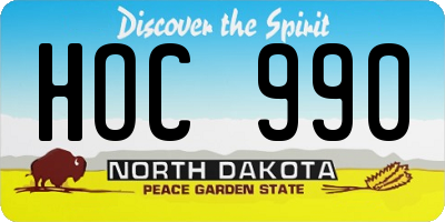 ND license plate HOC990