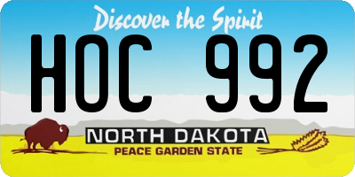 ND license plate HOC992