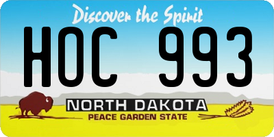 ND license plate HOC993