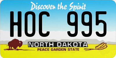 ND license plate HOC995