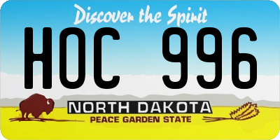 ND license plate HOC996