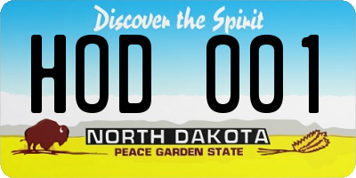 ND license plate HOD001