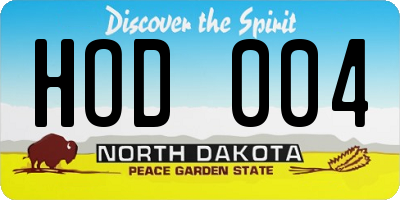 ND license plate HOD004