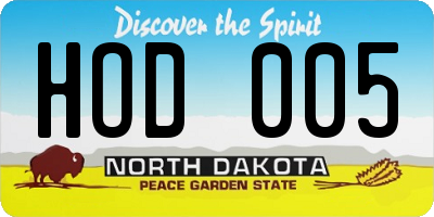 ND license plate HOD005