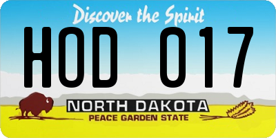 ND license plate HOD017