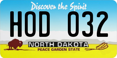 ND license plate HOD032