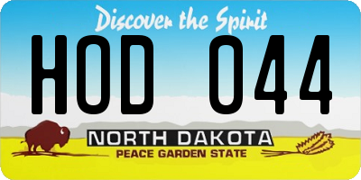 ND license plate HOD044