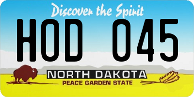 ND license plate HOD045