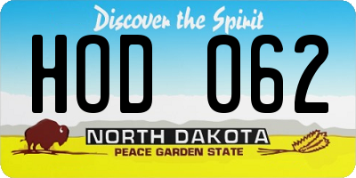 ND license plate HOD062