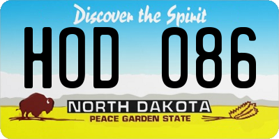 ND license plate HOD086