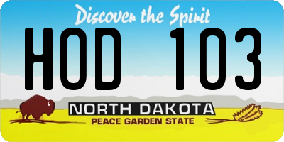 ND license plate HOD103