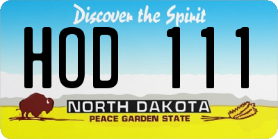 ND license plate HOD111