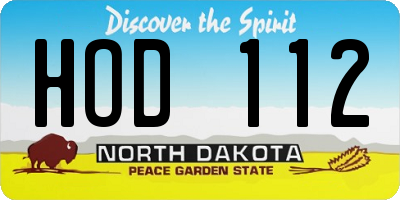 ND license plate HOD112