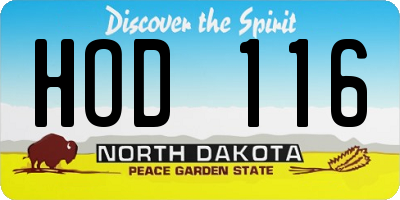 ND license plate HOD116