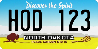 ND license plate HOD123