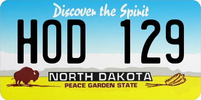 ND license plate HOD129