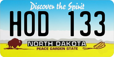 ND license plate HOD133