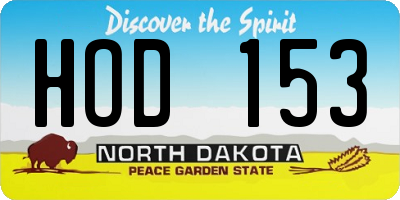 ND license plate HOD153