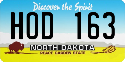 ND license plate HOD163
