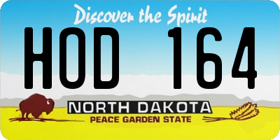 ND license plate HOD164