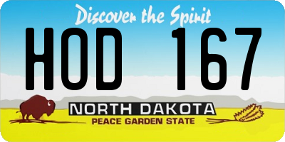 ND license plate HOD167