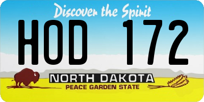 ND license plate HOD172