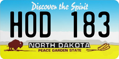 ND license plate HOD183