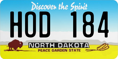 ND license plate HOD184