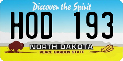 ND license plate HOD193