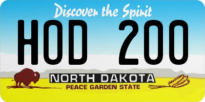 ND license plate HOD200